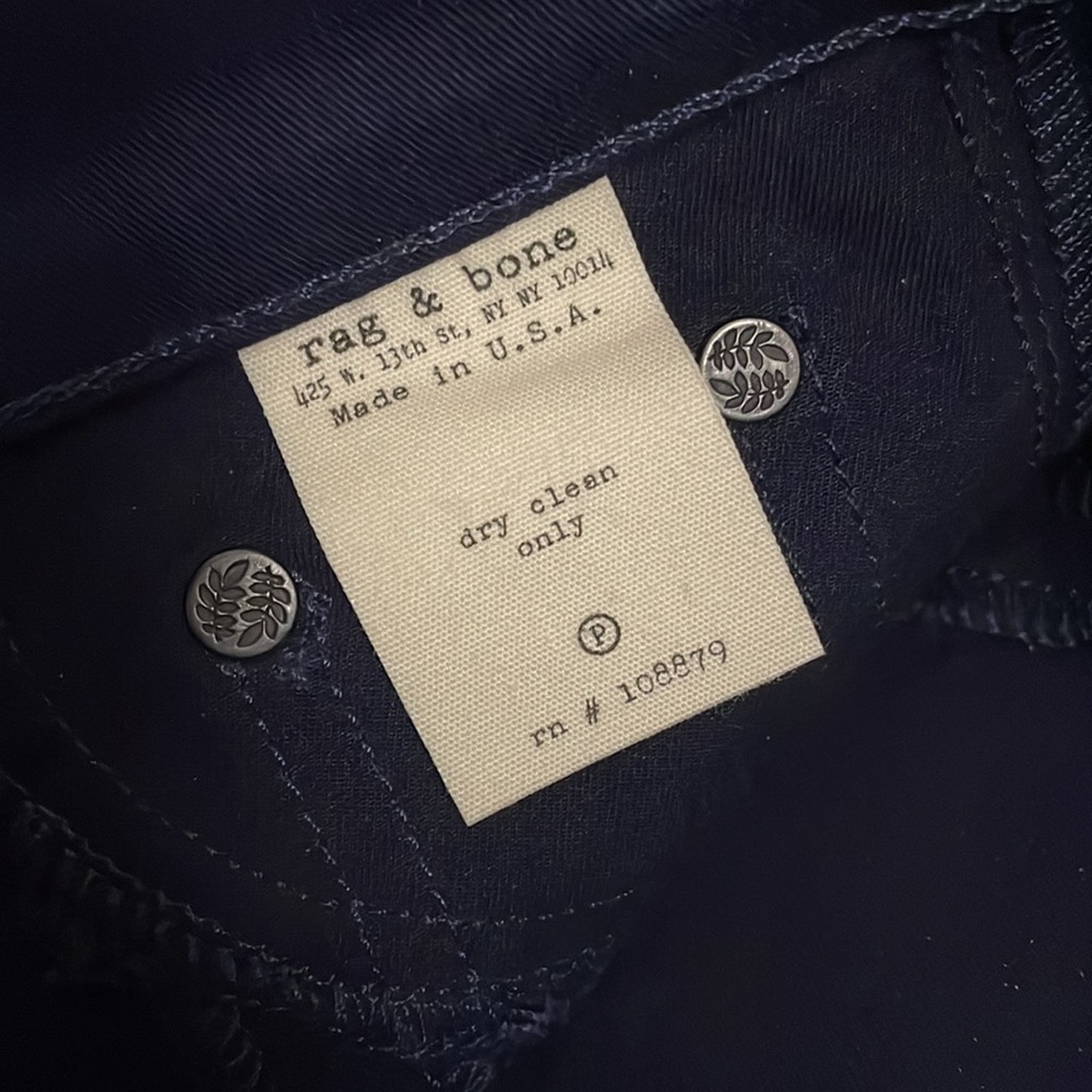 rag & bone Grand Prix Navy and Black Jean with Leather Accents - Picture 8 of 11